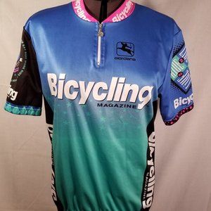 Giordana Cycling Jersey Women's SZ L Blue/green/pink 1/4 zip